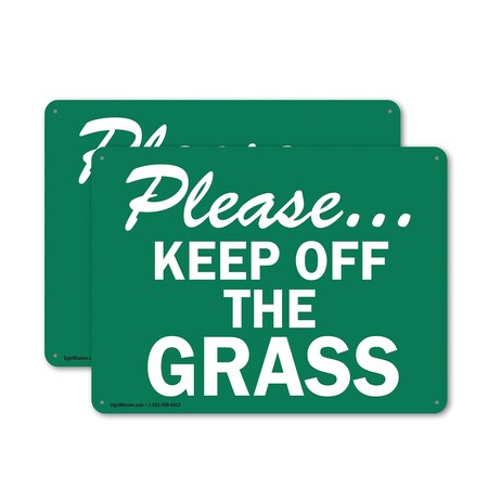 Signmission Please.Keep Off The Grass Trespassing Property OSHA Sign, Aluminum, 14in W x 10in L, 2PK OS-2PACK-CL-A-1014-L-20002